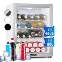 Klarstein Mini Kühlschrank mit Glastür, Mini-Kühlschrank für Zimmer, Getränkekühlschrank Klein mit Verstellbaren Ablagen, Kleiner Kühlschrank mit Wellenform-Racks, 60 Liter Kühlschrank Leise
