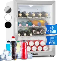 Klarstein Mini Kühlschrank mit Glastür, Mini-Kühlschrank für Zimmer, Getränkekühlschrank Klein mit Verstellbaren Ablagen, Kleiner Kühlschrank mit Wellenform-Racks, 60 Liter Kühlschrank Leise
