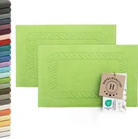 2er-Set Badematten, Baumwolle,  50x70 cm, 740g/qm, grün (apfelgrün)