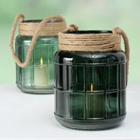 Boltze Windlicht "Viseo", 2 fach sortiert Glas 20 x 25 cm Dunkel und Hellgrün