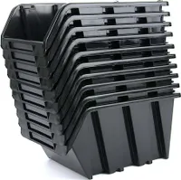 sada 20 úložných boxů s otevřeným čelem Stohovací boxy Dílenská sada úložných boxů s otevřeným čelem Černá 155x100x70 mm