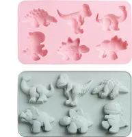 CANDeal 2 stück Dinosaurier Pralinen Silikonform, Silikon Candy Gummy Dinosaurier Formen, 3D Dinosaurier Pralinenform 6 Hohlräume, schokoladenform silikon zum Chokolade Süßigkeit, Gelee, Eiswürfel