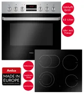 Amica Einbau Herd Set Backofen Glaskeramik Kochfeld Umluft Timer Bräterzone EHC 933 015 E