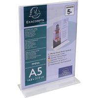 Exacompta 85158D Tischaufsteller DIN A5 T-Form Hoch, transparent und robust, 1 Stück