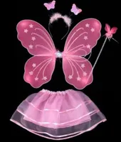 Kostüm FEE SCHMETTERLING Tütü Flügel 4 tlg Fairy Mädchen Fasching  rosa