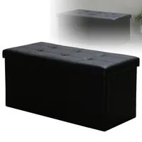 Jopassy Sitzhocker Bank Belastbar bis 300KG Faltbarer Deckel und Stauraum Polsterhocker 76*38*38CM Schwarz