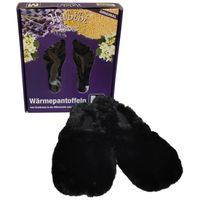 Habibi Wärmeschuhe aufheizbare Thermo Hausschuhe Fußwärmer für Mikrowelle & Ofen - schwarz, Schuhgröße M (EUR 37-40)
