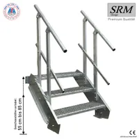 3 Stufen Stahltreppe beidseitig. Geländer Breite 100cm Geschosshöhe 40-60cm