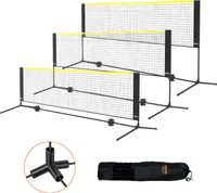 VEVOR Badmintonnetz, höhenverstellbares Volleyballnetz, 3 m breites, faltbares Pickleballnetz, tragbares, einfach aufzubauendes Tennisnetz-Set mit Stangen, Ständer und Tragetasche, für Spiele im Garte