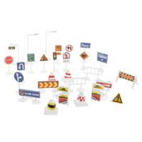 28x Miniatur Verkehrsschilder Verkehrszeichen Straßenverkehr Zubehör Set