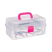 úložný box relaxdays priehľadný, ružový 33,0 x 39,0 x 17,0 cm