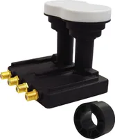 PremiumX Monoblock Quad LNB 3° PXMB-3Q 0,1 dB Astra 19,2° Eutelsat 16° HDTV FullHD UltraHD 4K 3D tauglich für 4 Teilnehmer für 80-85cm Schüssel