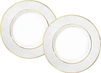 Wilmax Flacher Brotteller mit Goldlinien, 15 cm, 2er Set, WL-880102100/A2