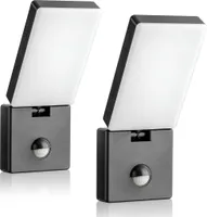 2x LED Aussenleuchte Bewegungsmelder Wand Leuchte anthrazit Sensor 15W SEBSON