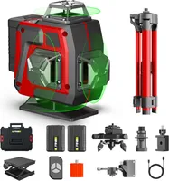 Laser Professional 4D-Laser, 16 Linien, grün, 360° drehbar, automatischer Kreuzlinien-Laserstreifen, verstellbares Stativ, 2 Batterien, Fernbedienung