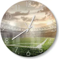 DEQORI Glasuhr Ø30 cm Zahlen 'Rasenecke im Stadion' Wanduhr Glas Uhr Design leise