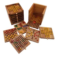 Tolle Spielesammlung, 6 verschiedene Spiele aus Holz in einer Holzbox