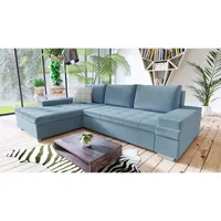 MIRJAN24 Ecksofa Bangkok Mini, Moderne Eckcouch für Wohnzimmer, Schlaffunktion und Bettkasten, Gästezimmer, L-Form Sofa (Magic Velvet 2260 + Magic Velvet 2260 + Senegal 818)