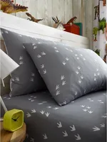 Spannbetttuch "Rawrsome", Dinosaurier Set AG1988 (Einzelbett) (Grau/Weiß)