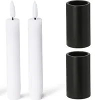 Novaliv 2er-Set Kerzenständer magnetisch Stabkerzen Tafelkerzen SCHWARZ 2,8x7,5cm mit LED Kerzen elektrisch batteriebetrieben weihnachtliche Tischdekoration scandic chic Weihnachten candle holder