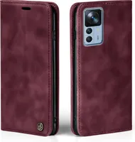 Handy Hülle für Xiaomi 12T / Xiaomi 12T Pro Klapphülle Bookcase Flip Cover Handy Tasche Etui Farbe: Weinrot