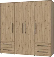 Kleiderschrank Drehtürenschrank Artisan Eiche 206 cm 4 Türen - MOKKARIS - Die Möbelfundgrube
