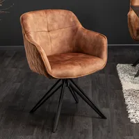 riess-ambiente Drehbarer Design Stuhl EUPHORIA braun Samt im Retrostil mit Ziersteppung Esszimmerstuhl Armlehnstuhl