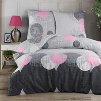 Bettwäsche Bettbezug 135x200 cm 4 teilig (2x Bettwäscheset + 2x Kissenbezug 80x80 cm) Deckenbezug Set 100% Baumwolle Renforce Reissverschluss - Buymax®