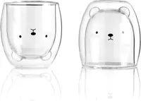 Doppelwandiges Glas Süße 1x Stück Tassen 250ml Kakao Kaffeegläser Teegläser Trinkgläser Isoliergläser Thermogläser Tasse Geschenk (Bär)