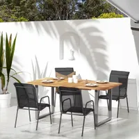 vidaXL Gartenstühle 4 Stk. Stahl und Textilene Schwarz
