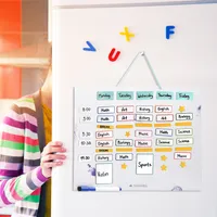Navaris abwischbarer Wochenplan magnetisch 40 x 32cm - mit 115 Magneten und Stift - individualisierbare Magnettafel Familienplaner Wochenplaner Tafel