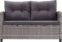 vidaXL 2-osobowa sofa ogrodowa z poduszkami szara 124 cm z polirattanu