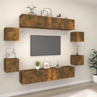 Ankonbej 8-tlg. TV-Schrank-Set Räuchereiche Holzwerkstoff