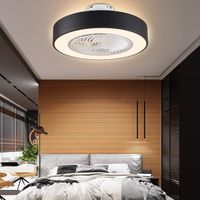22palcový stropní ventilátor LED se světlem a dálkovým ovládáním, 48W rychlost větru Stropní lampa Stropní světlo (černá)