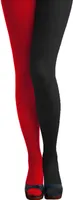 Oblique Unique y Strumpfhose für Damen 2-farbig blickdicht für Fasching Karneval - rot schwarz