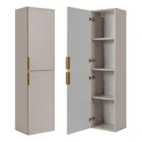 RODAN | Badschrank - Hoch Schrank Bad - SLIM - 136 cm - Kaschmir - Stilvolles Design - Hohe Funktionalität - 3 Farben von Griffen Enthalten GRATIS