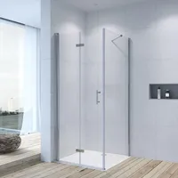AQUALAVOS Duschkabine Falttür mit Seitenwand Eckdusche 6 mm NANO Klarglas 80x80cm