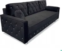 QLA Möbel Gepolstertes 3-Sitzer-Schlafsofa LUX mit Strasssteinen, Schlaffunktion und Bettkasten: Bequemes und praktisches Möbelstück für jeden Raum