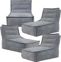 icon Otto Lounger Sitzsack, Dunkelgrau, 4Er-Pack, Feines Cord Sitzsack, Großer Sitzsack Für Erwachsene mit Füllung - Hergestellt in Deutschland