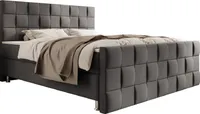 Boxspringbett Tarifa 180x200cm Velour Anthrazit mit Fußteil 7 Zonen Taschenfederkernmatratze Minipocket Unterfederung