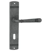 DOMINO Türgriff 72 Drückergarnitur BB-Buntbart | Langschildgarnitur | Türklinke für Zimmertür, Bürotür, Kellertür & Innentür |Antikes Nickel| LOFT M95
