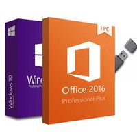 Microsoft Bundle-Set Windows 10 Pro & Office Professional Plus 2016 + Lizenz-Key 1PC 32/64 Bit mit USB-Stick deutsche Vollversion