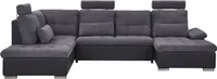 BELIANI Narożnik rozkładany szary tapicerowany 5-osobowy z pojemnikiem regulowane zagłówki sofa kształt U
