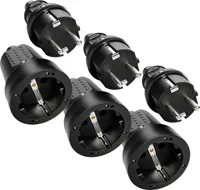 ABSINA 3x Schutzkontakt Stecker & Kupplung - Gummi Schutzkontaktstecker & Kupplung 2-polig, 250V, 16A & IP44 für Außenbereich