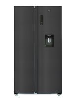 CHiQ Side by Side Kühlschrank FSS559NEI42D Total NoFrost mit Invertertechnologie und Wasserspender, 559L, Dark Inox Look, LED Touch Display