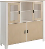 Vitrine mit 2 Türen und 2 Glastüren in Eiche