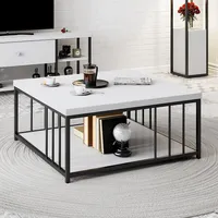 Skye Decor, Zenn - White, Black, Couchtisch, Weiß, 90 x 90 x 40 cm