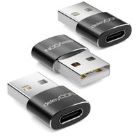 deleyCON USB C auf USB Adapter [3 Stück] USB C Buchse auf USB A Stecker - für PC Computer Laptop Notebook Aluminium Schwarz