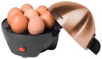 Bestron Eierkocher für 7 Eier, Inkl. Wasser-Messbecher mit Eierstecher, 7 Eier, 3 Härtestufen, 350 Watt, Schwarz/Kupfer