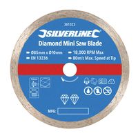 Silverline Mini-Diamant-Trennscheibe Durchmesser: 85 mm, Bohrung: 10 mm
